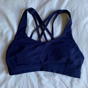 Blue Lululemon free to be serene sports bra